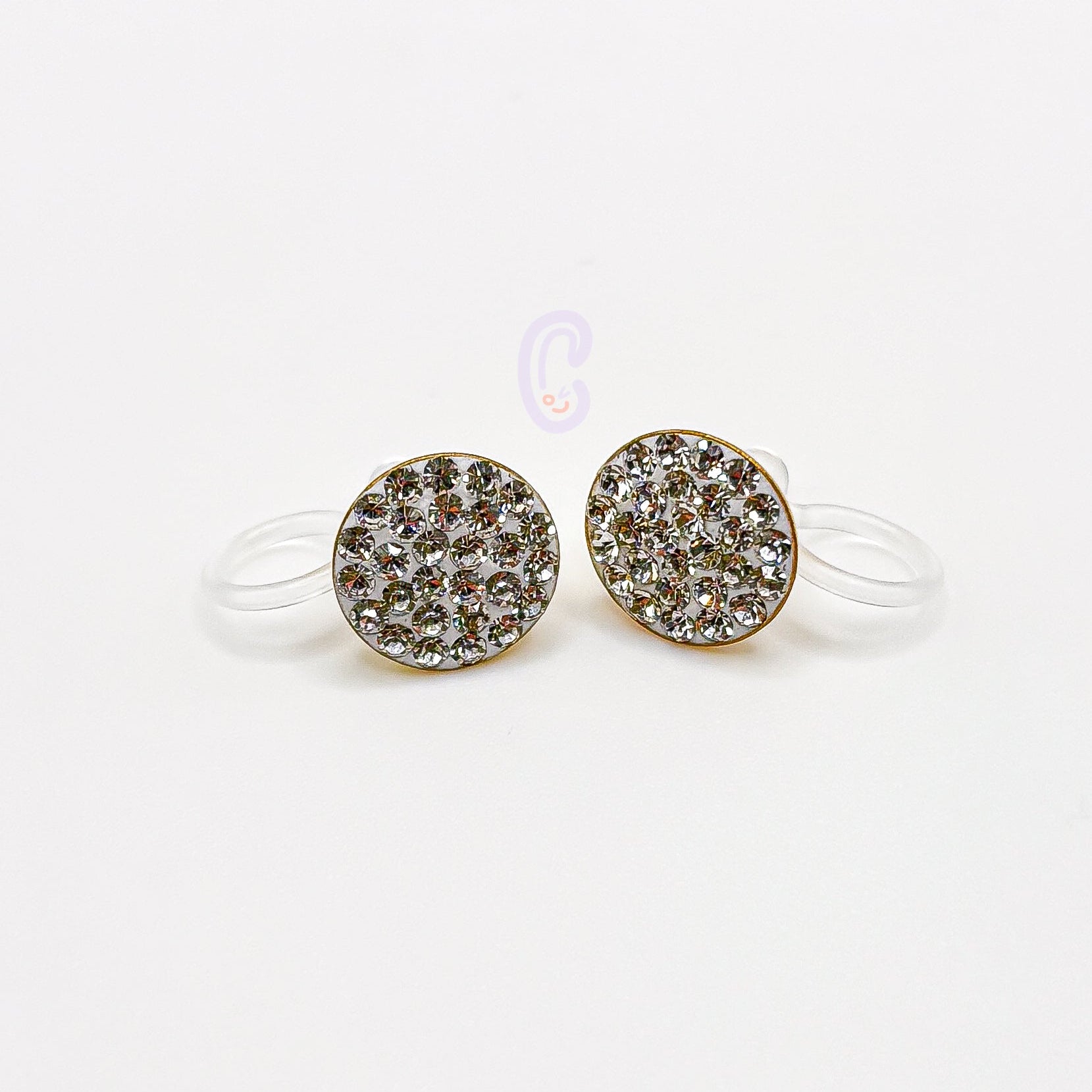 Crystal Pavé – Vergoldete Ohrclips mit Kristall-Pavé aus 925 Silber