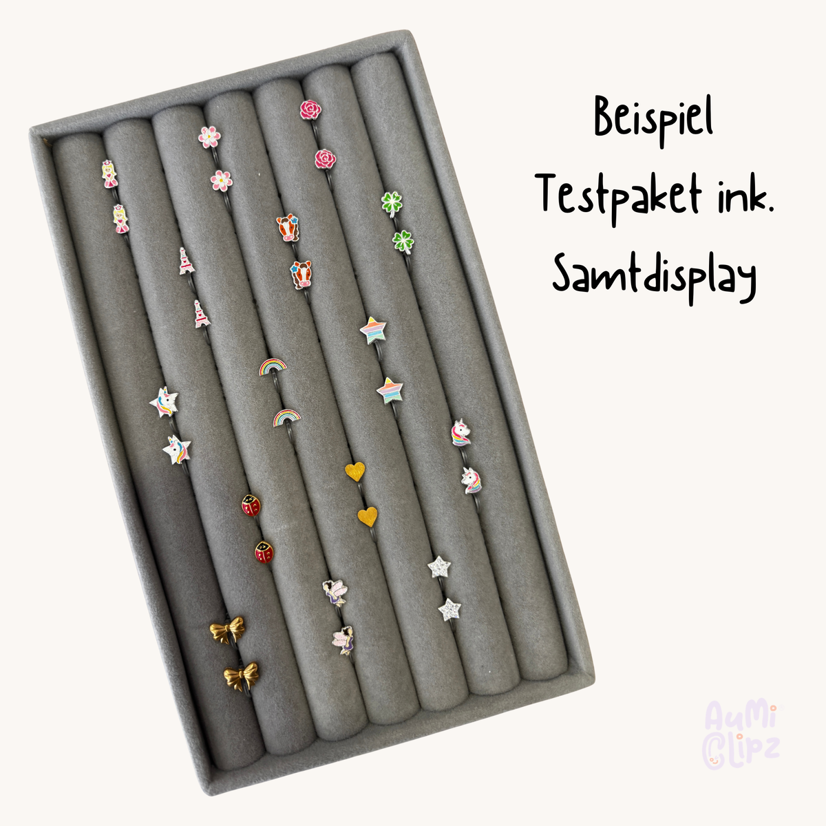B2B Starter-Testpaket – 15 Paar Ohrclips inkl. Samtdisplay