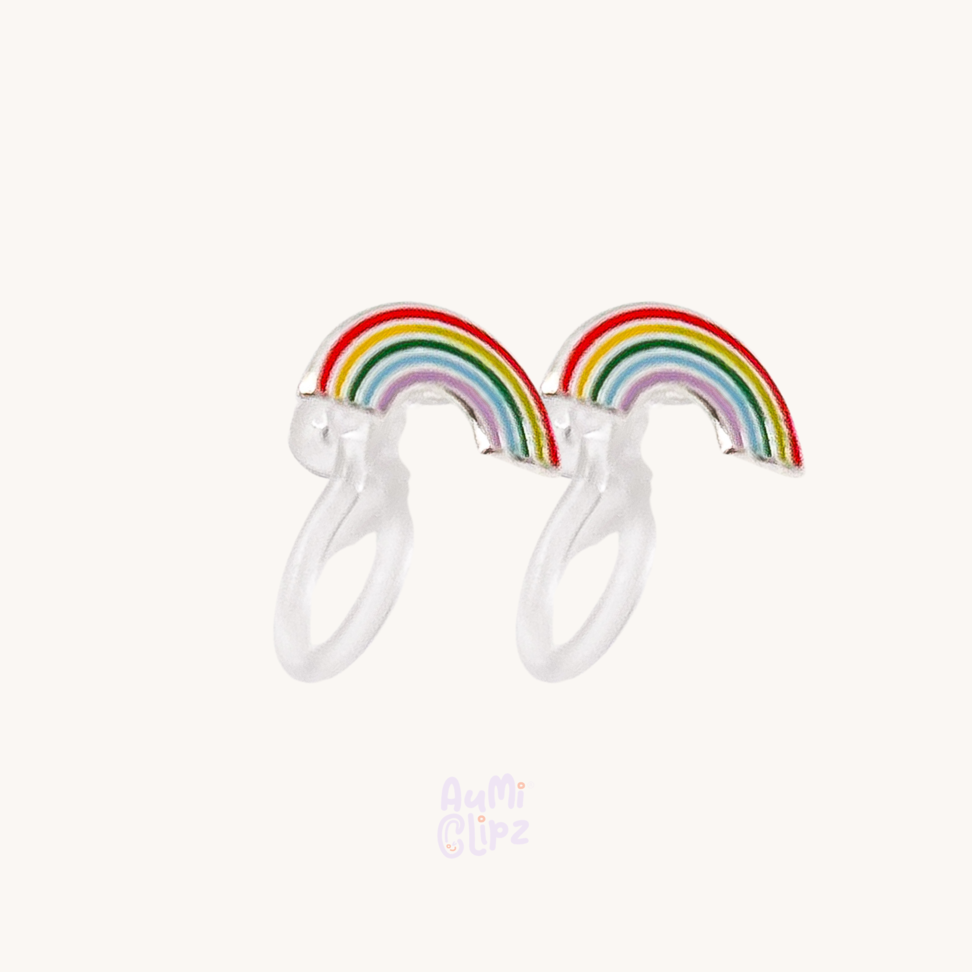 Rainbow clip-on earrings for children - Painless without ear piercing