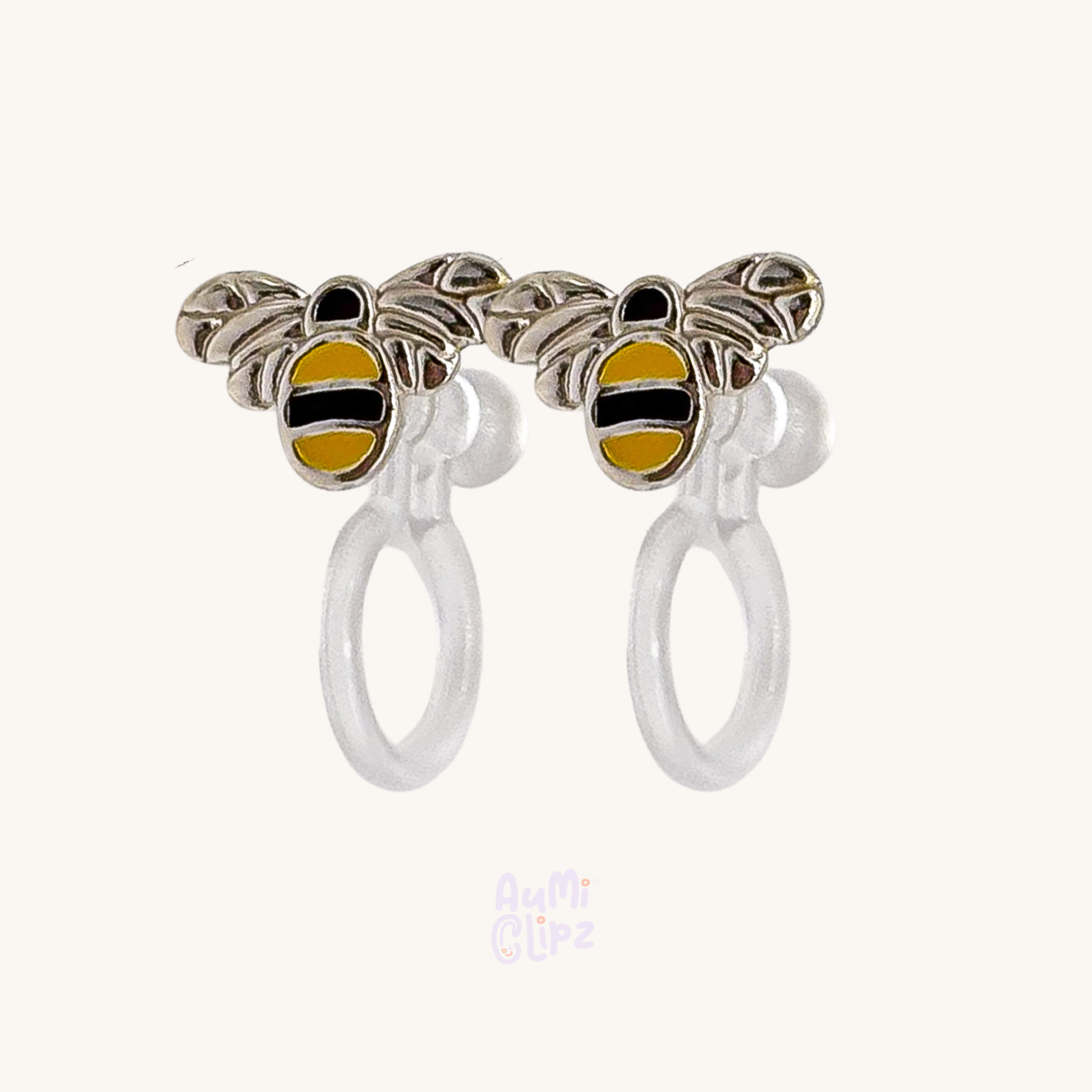 Bee ear clips, yellow, for children – Painless without ear piercing