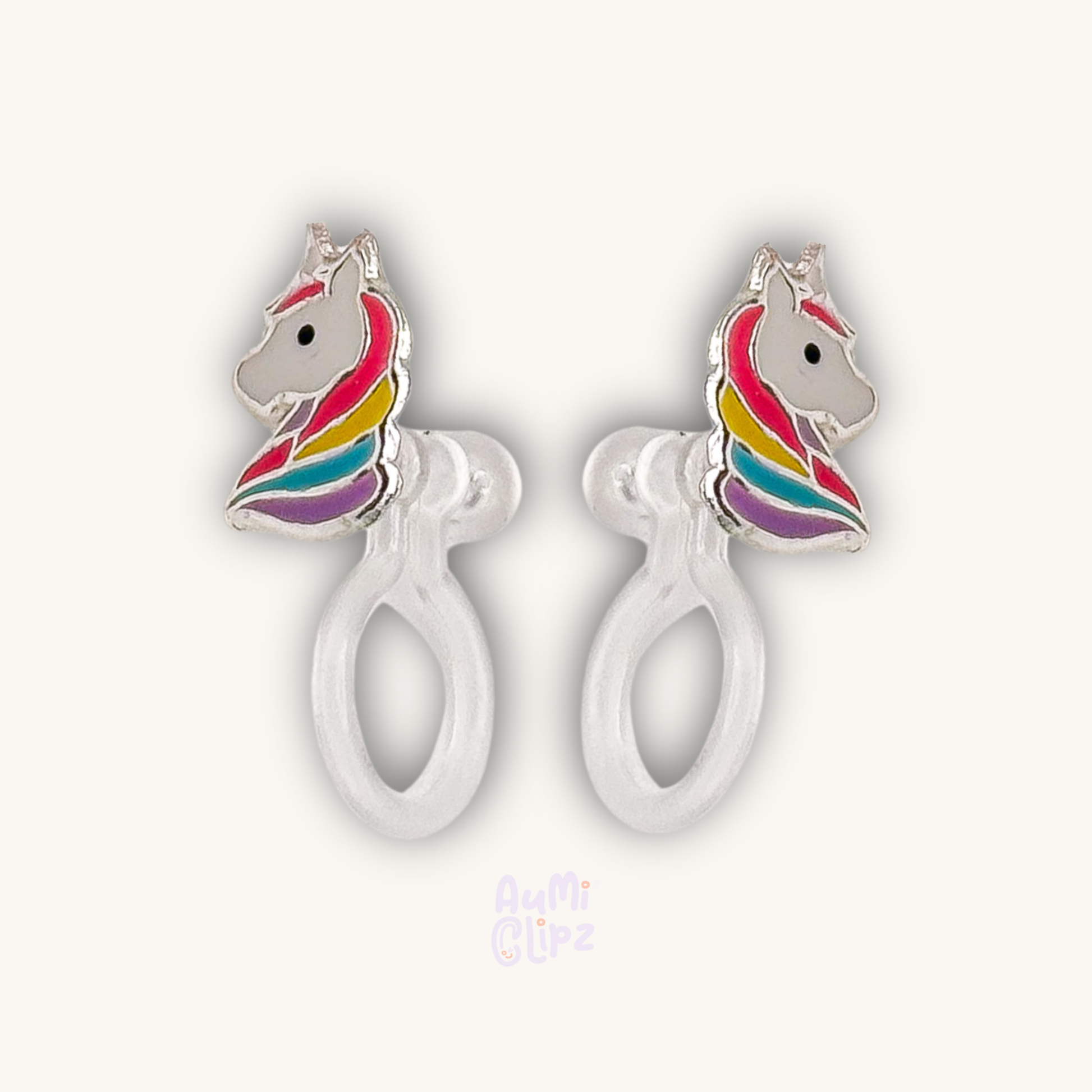Colorful Unicorn Clip-On Earrings for Children – Painless without Ear Piercing