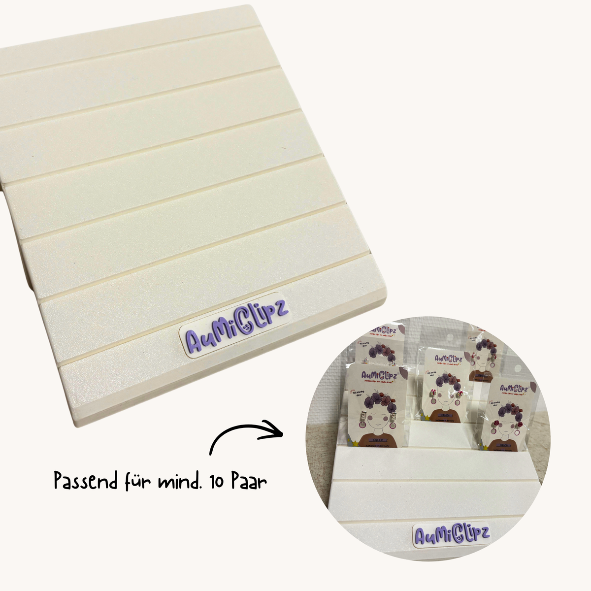 AuMiClipz Display – 3D-gedruckter Schmuckkarten-Aufsteller (10+ Karten)