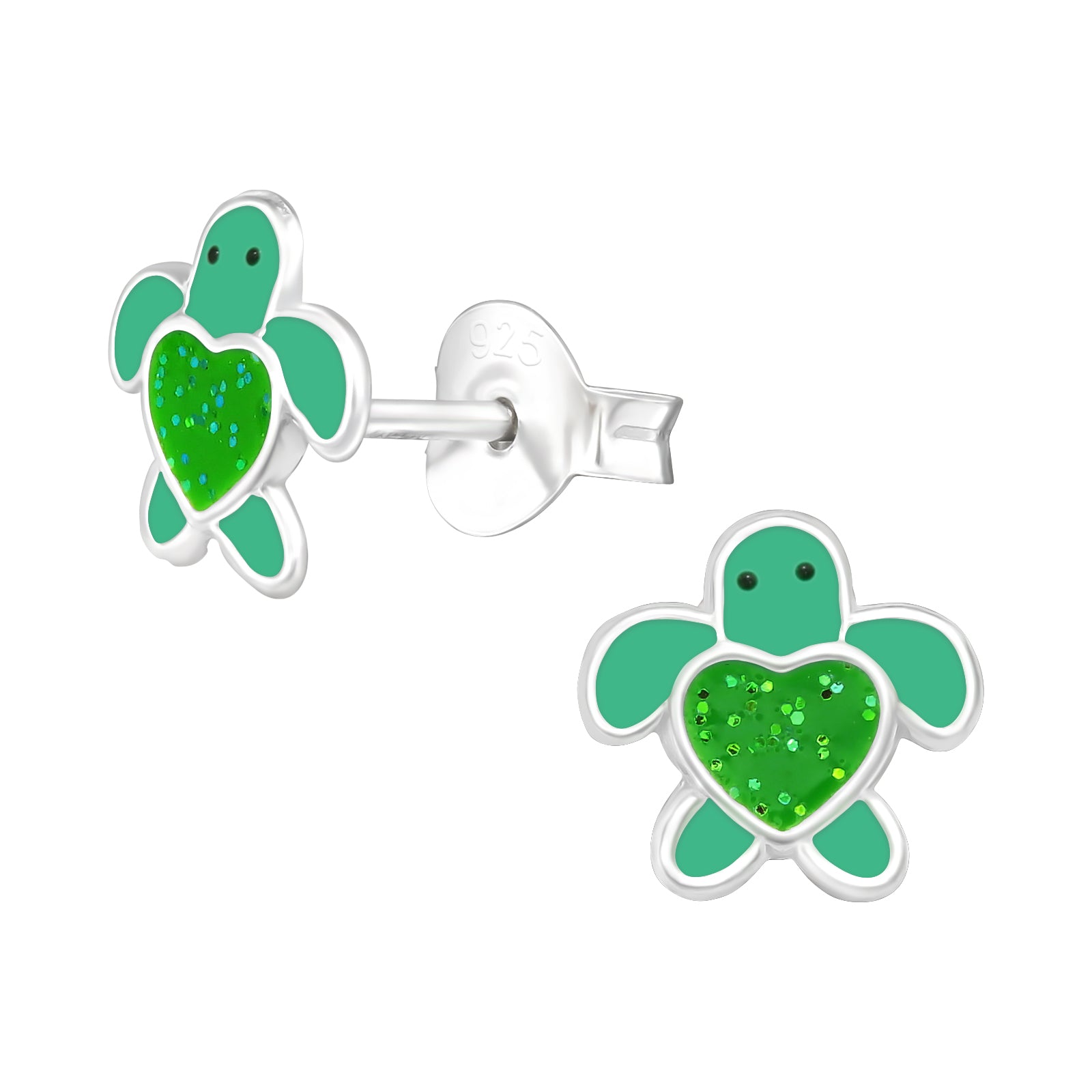 Green turtle ear clips for children – Painless without ear piercing