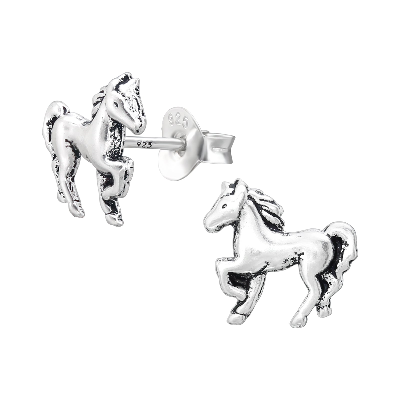 Horse Silver Clip-On Ear Clips for Children - Painless without Ear Piercing