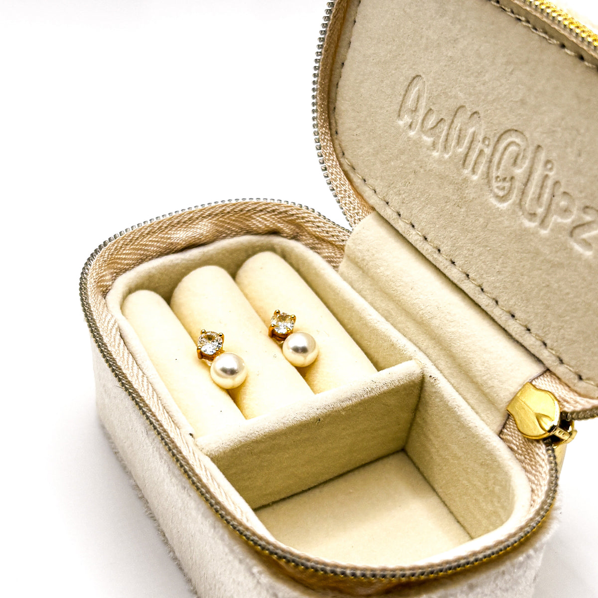 Pearl Duo Crystal – Perlen Ohrclips mit Zirkonia ohne Ohrlöcher