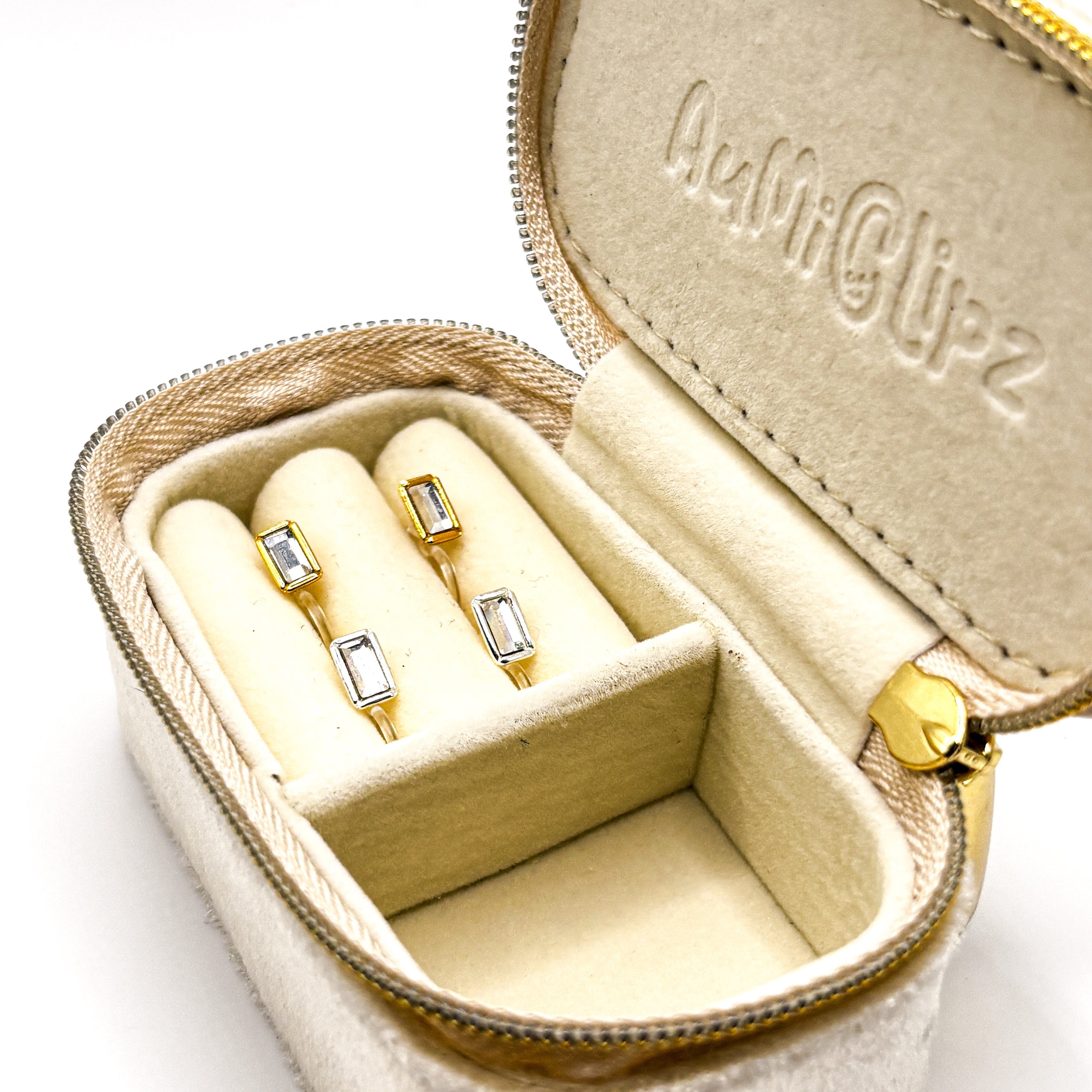 Baguette Bezel – Zirkonia Ohrclips ohne Ohrlöcher