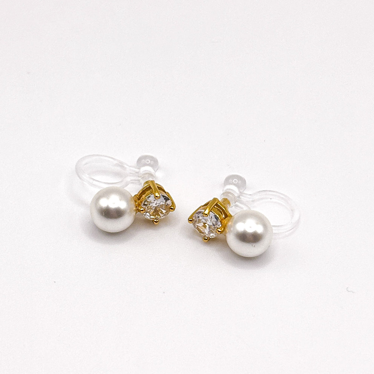 Pearl Duo Crystal – Perlen Ohrclips mit Zirkonia ohne Ohrlöcher