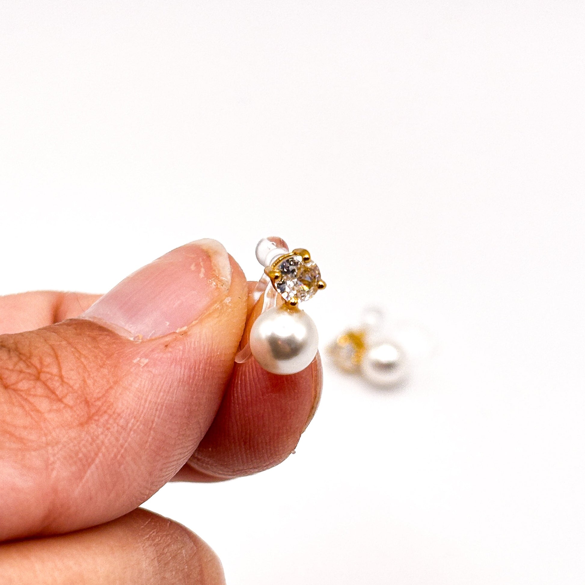 Pearl Duo Crystal – Perlen Ohrclips mit Zirkonia ohne Ohrlöcher
