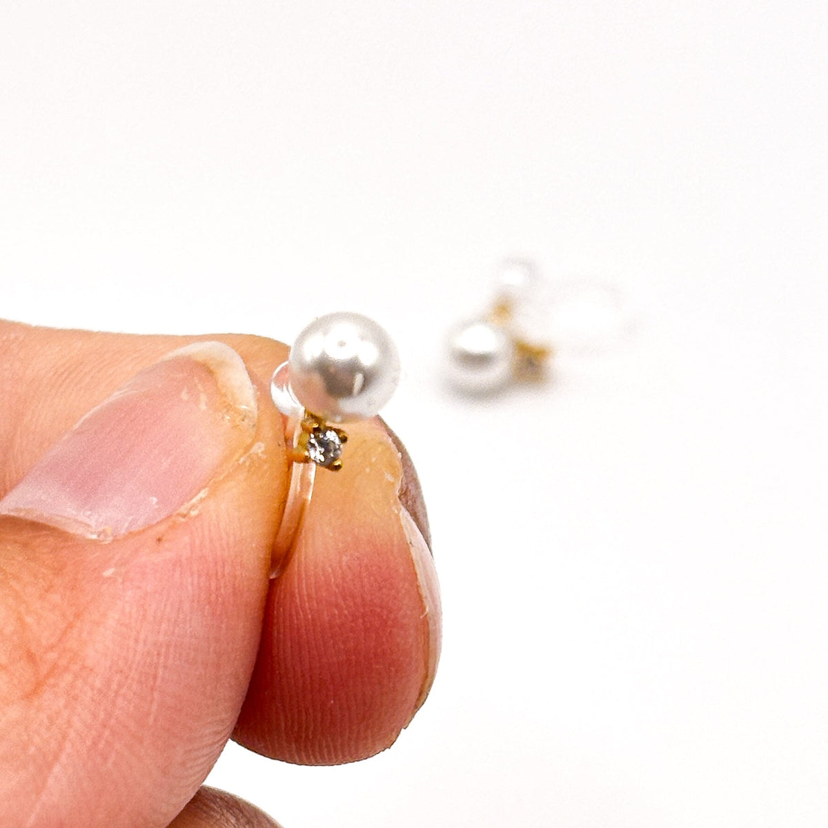 Pearl Duo Reverse – Perlen Ohrclips mit Zirkonia ohne Ohrlöcher