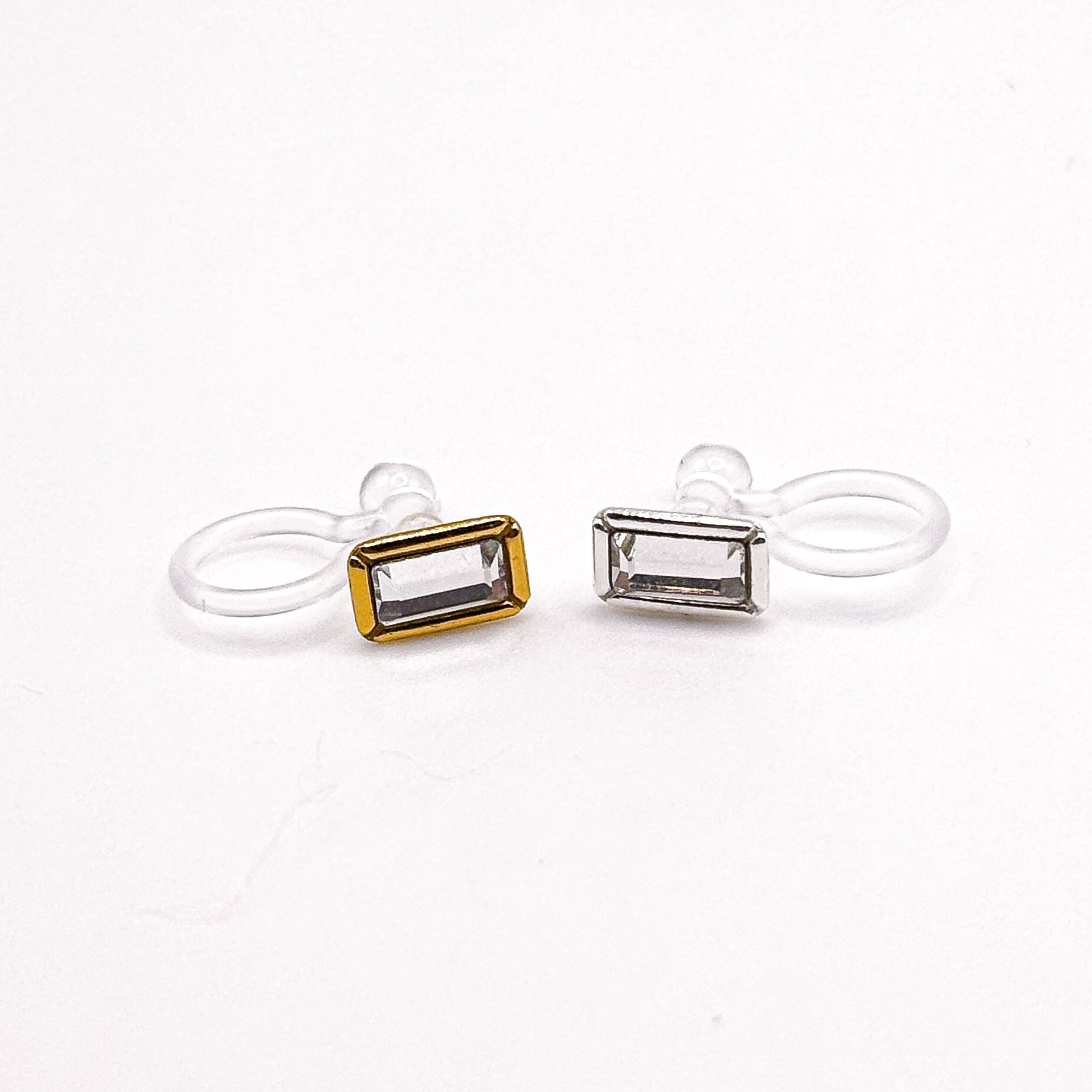 Baguette Bezel – Zirkonia Ohrclips ohne Ohrlöcher