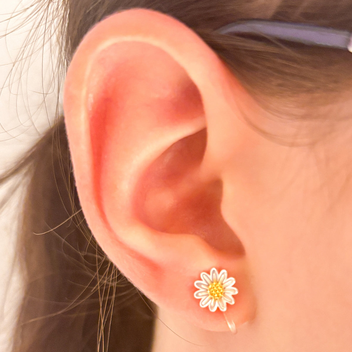 Daisy Flower – Gänseblümchen Ohrclips ohne Ohrlöcher