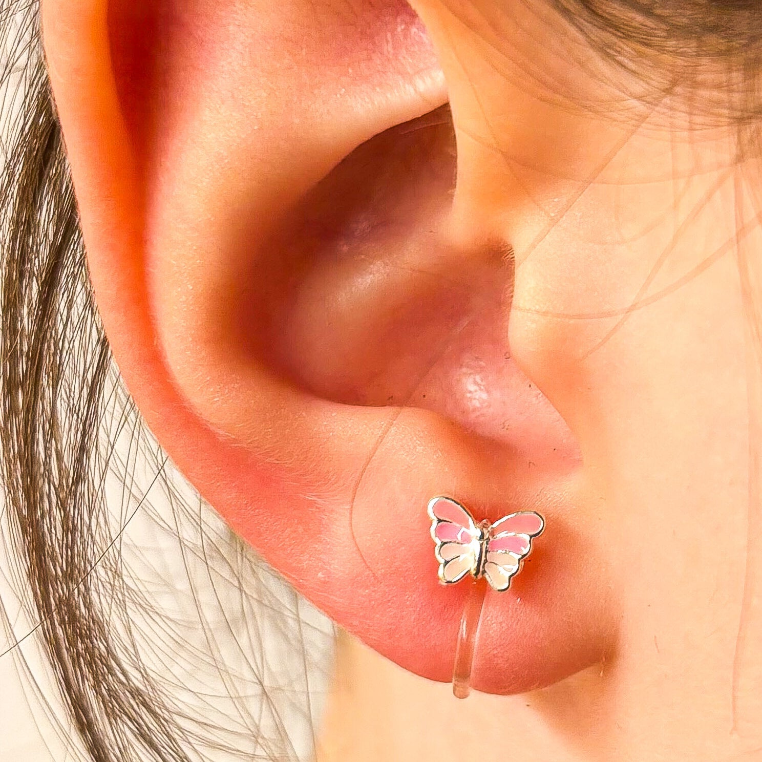 Schmetterling Ohrclips Rosa für Kinder – Schmerzfrei ohne Ohrlöcher