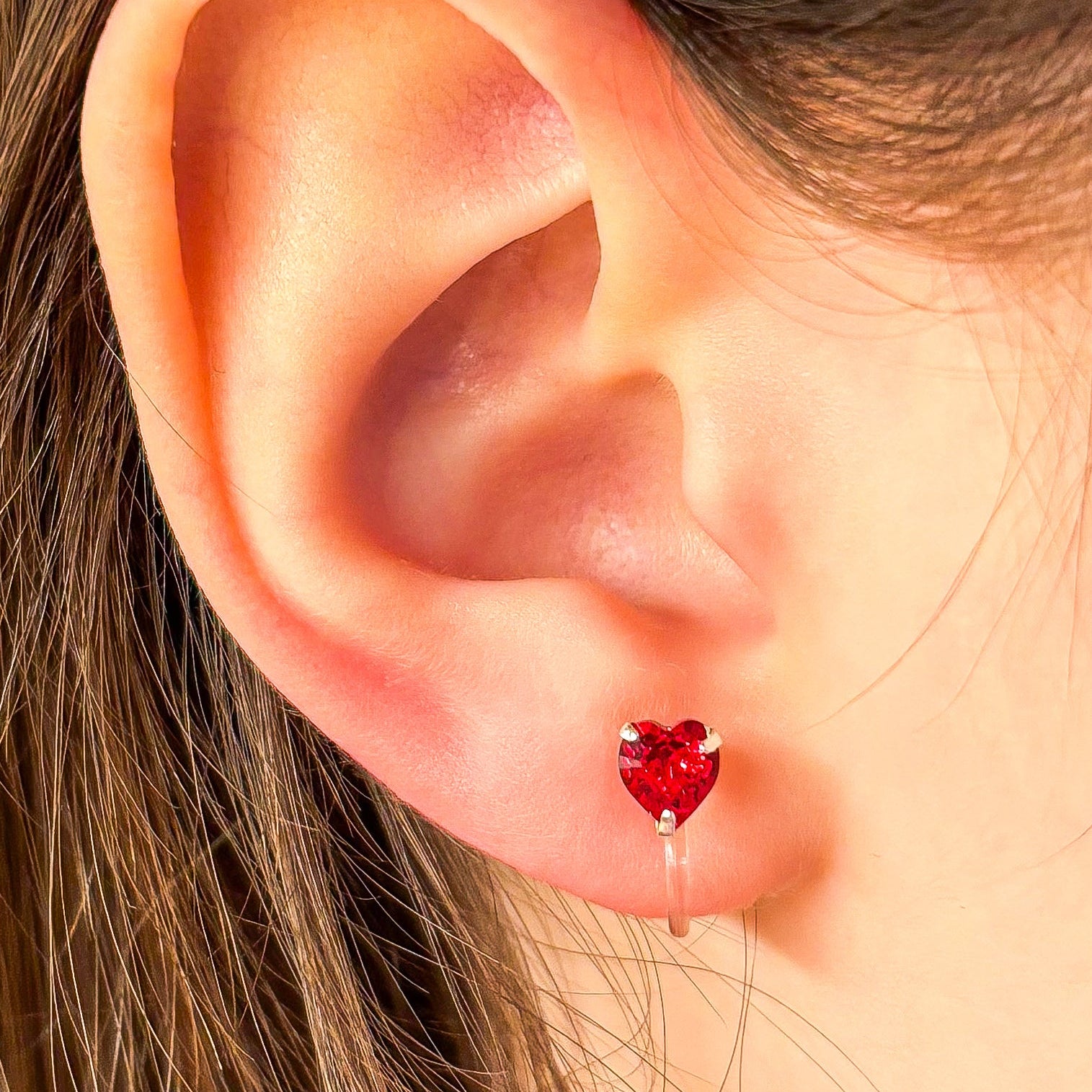 Crystal Heart – Herz Zirkonia Ohrclips ohne Ohrlöcher für Kinder