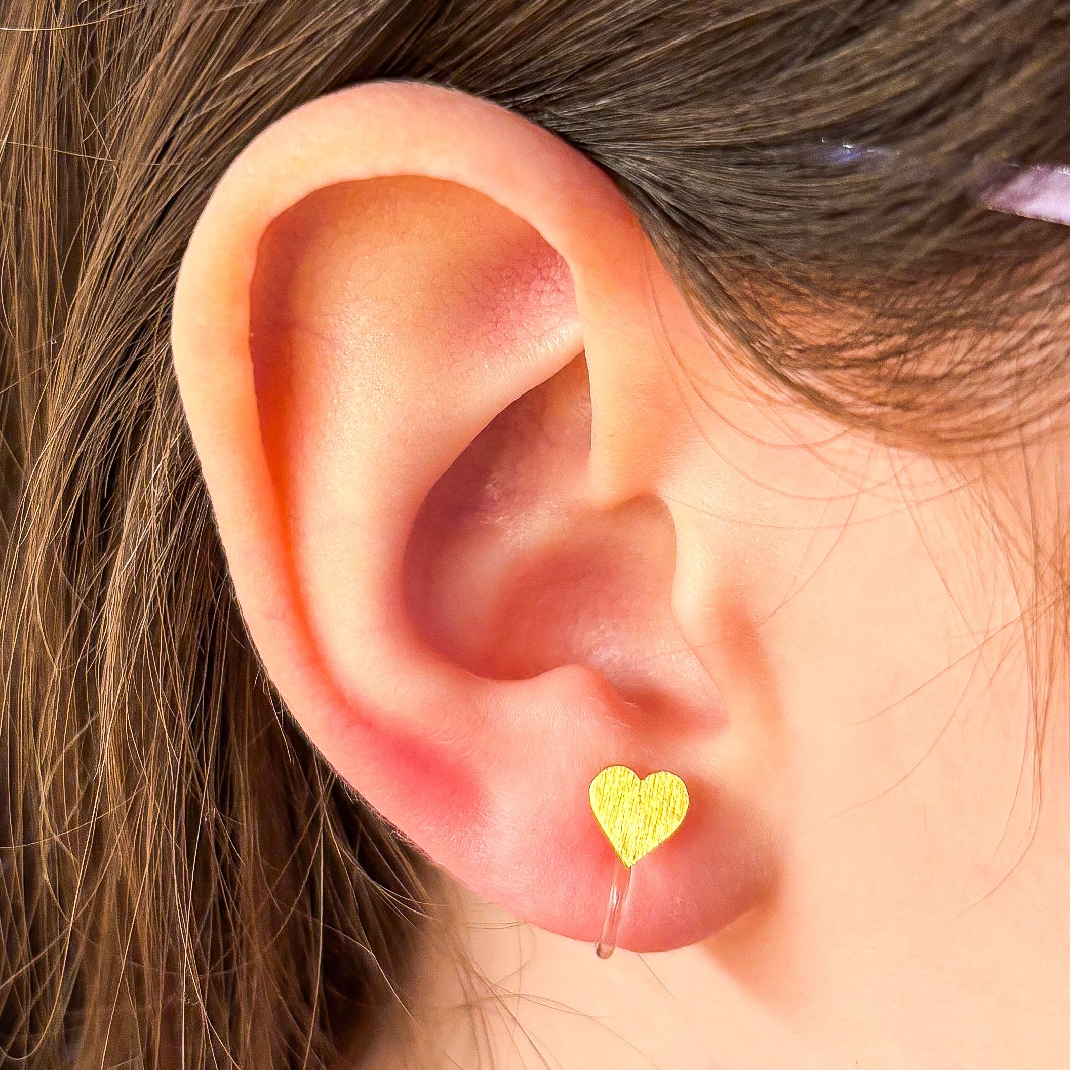 Heart-shaped ear clips made of 925 sterling silver for children – Painless without ear piercings