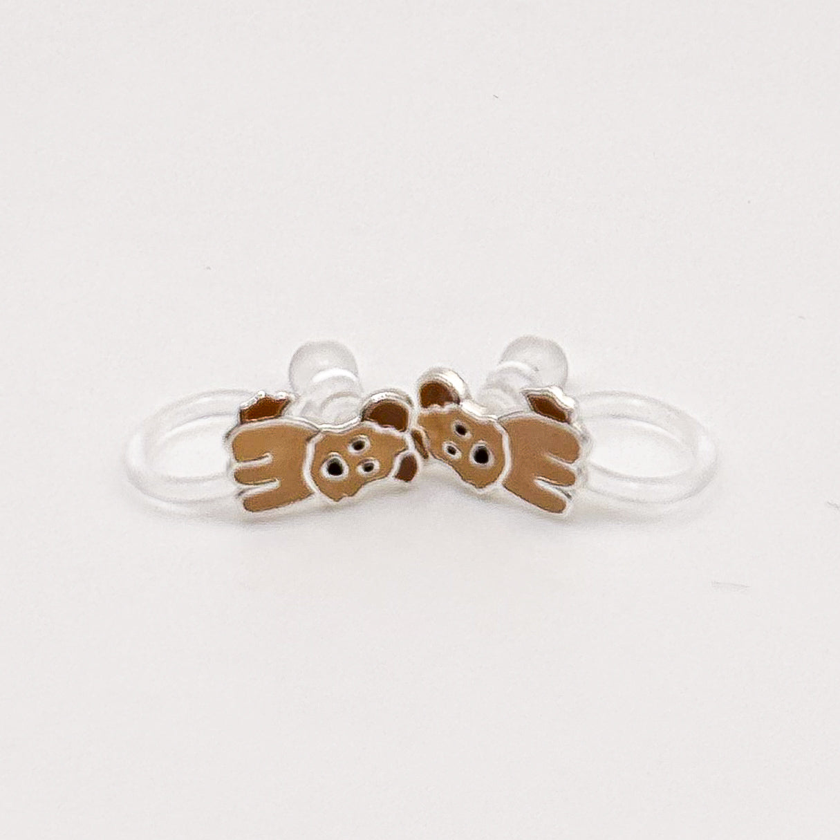Brown dog ear clips for children - Painless without ear piercing
