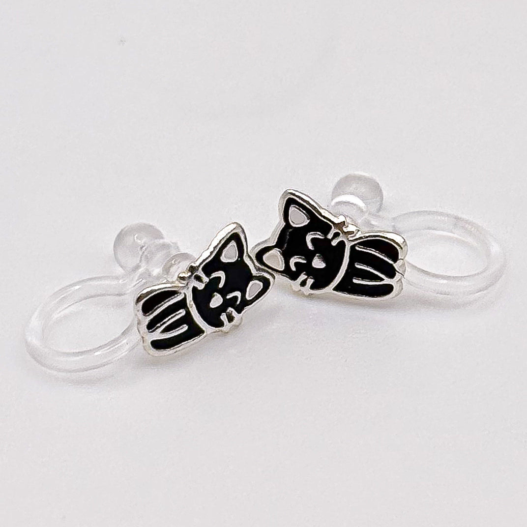 Black cat ear clips for children – Painless without ear piercing