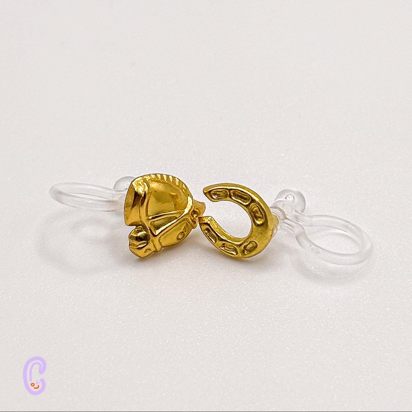 Horse Head & Horseshoe Ear Clips for Children - Painless without Ear Piercing