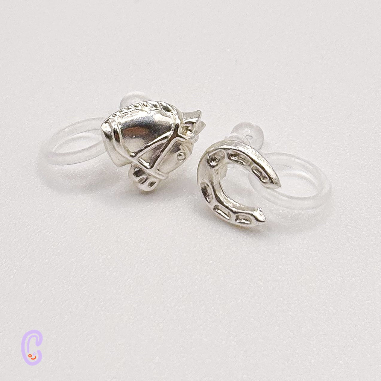 Horse Head & Horseshoe Ear Clips for Children - Painless without Ear Piercing