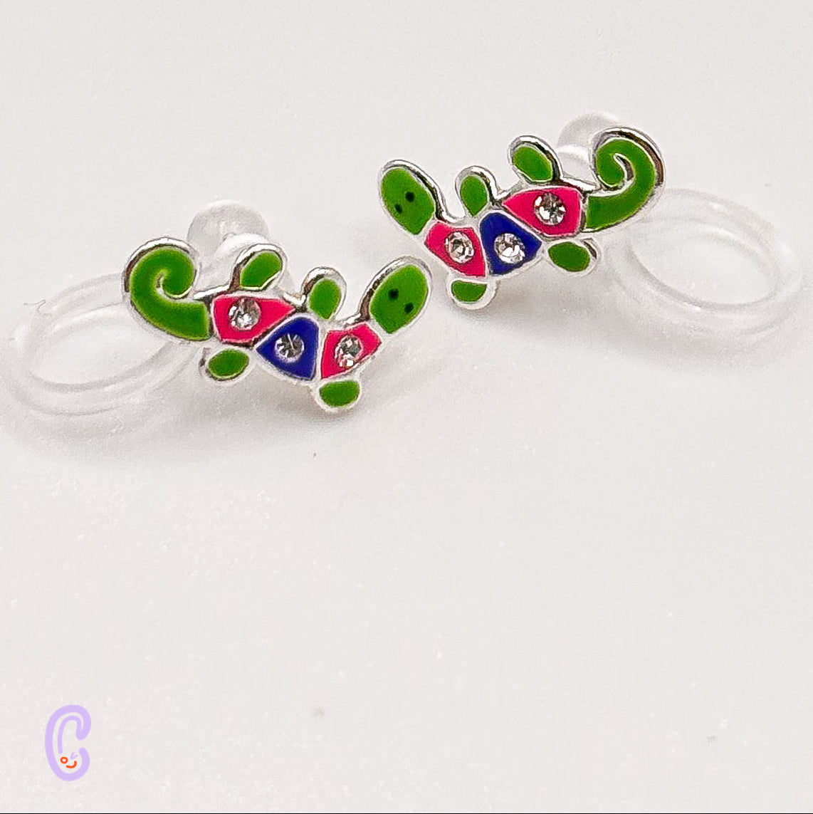 Colorful Lizard Clip-On Earrings for Children – Painless without Ear Piercing