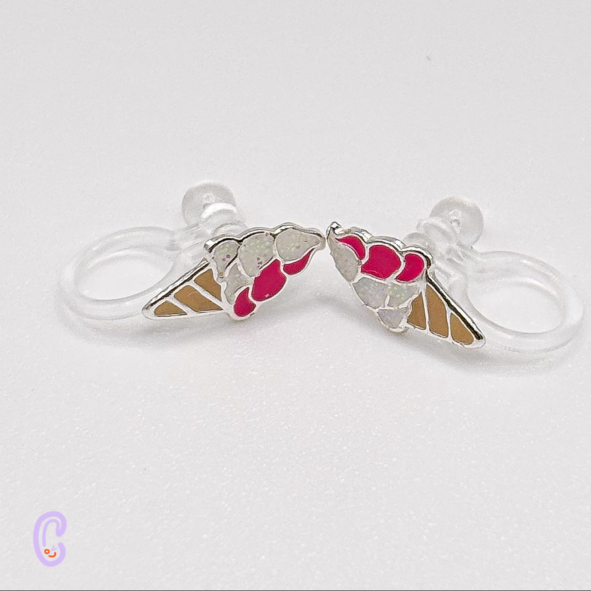Soft serve ice cream ear clips for children - Painless without ear piercings