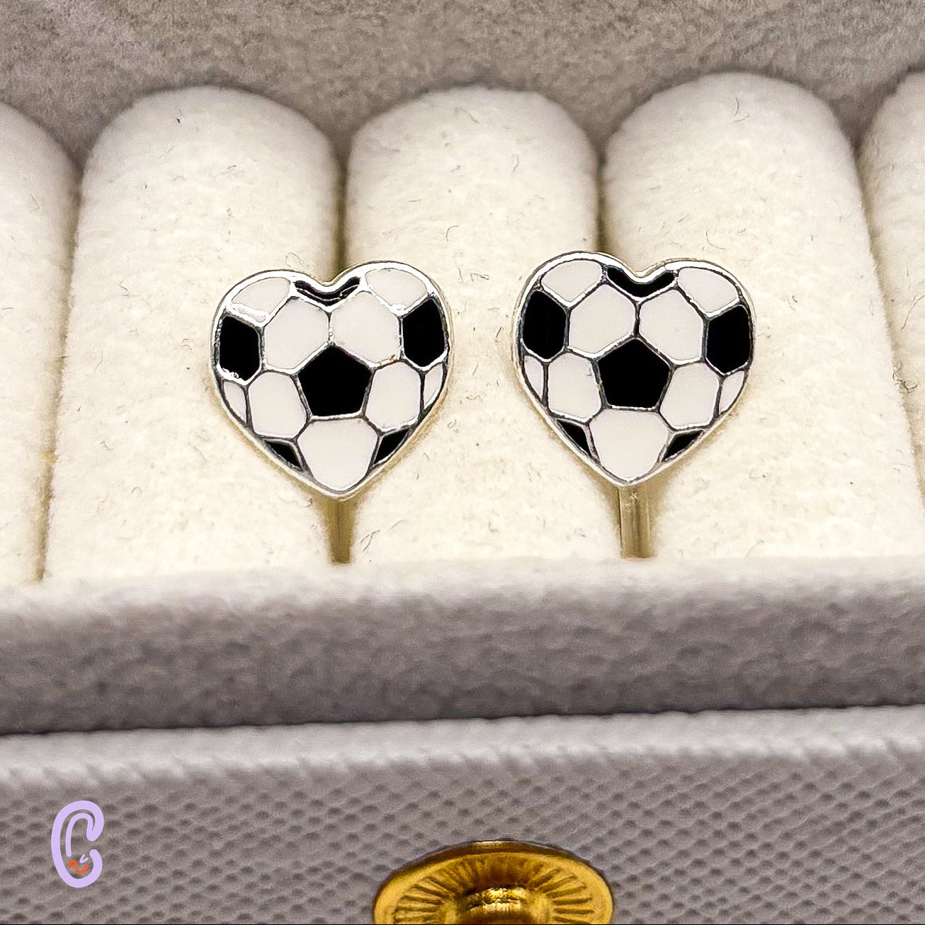 Football Heart Ear Clips for Children - Painless without Ear Piercing