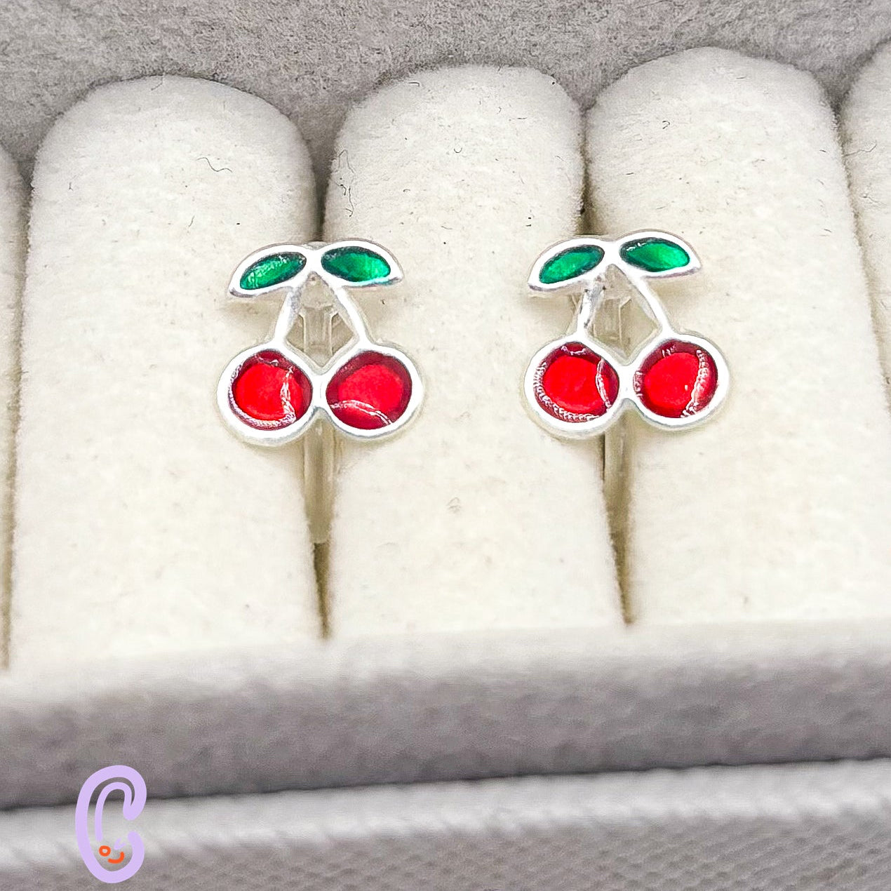 Cherry ear clips for children - Painless without ear piercing