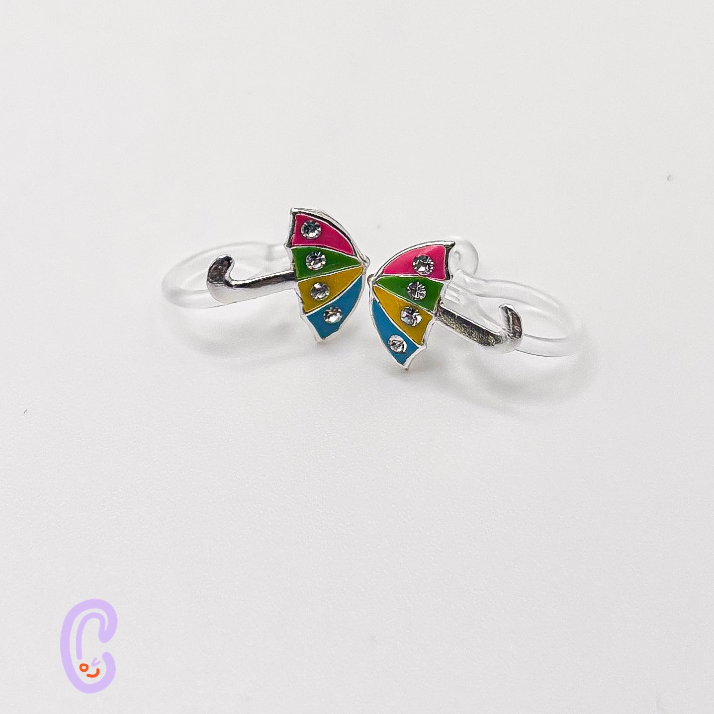 Glitter Umbrella Ear Clips for Children - Painless without Ear Piercing