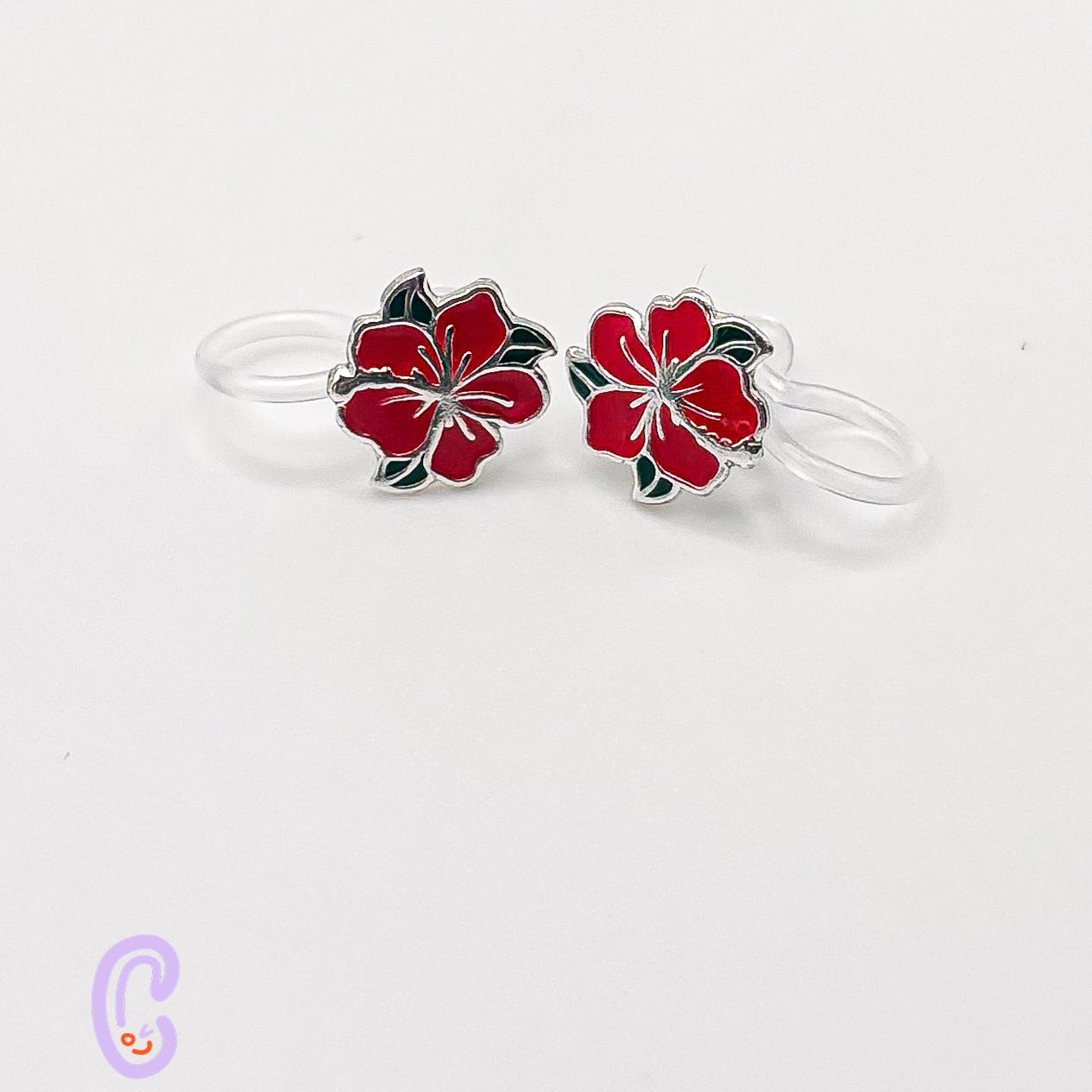 Hibiscus ear clips for children – Painless without ear piercing