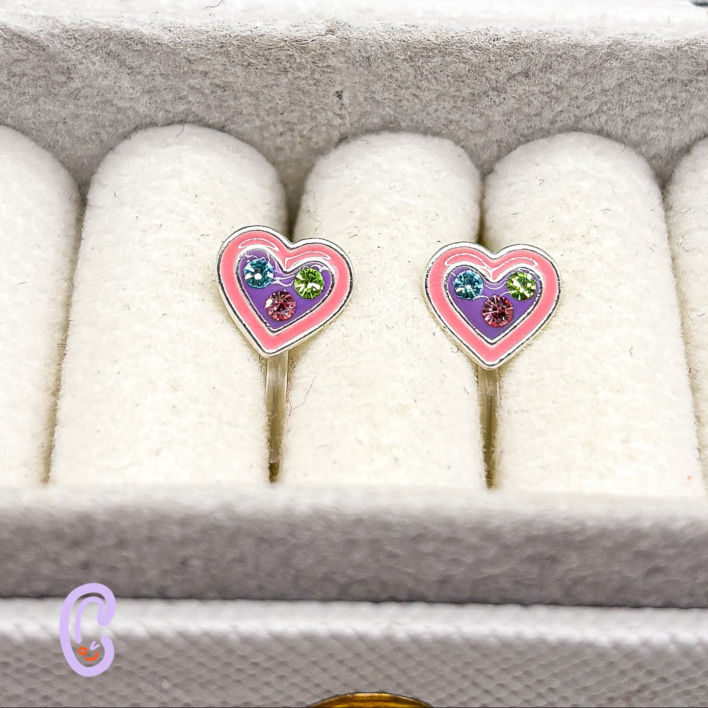 Rhinestone Heart Clip-On Earrings for Children – Painless without Ear Piercing