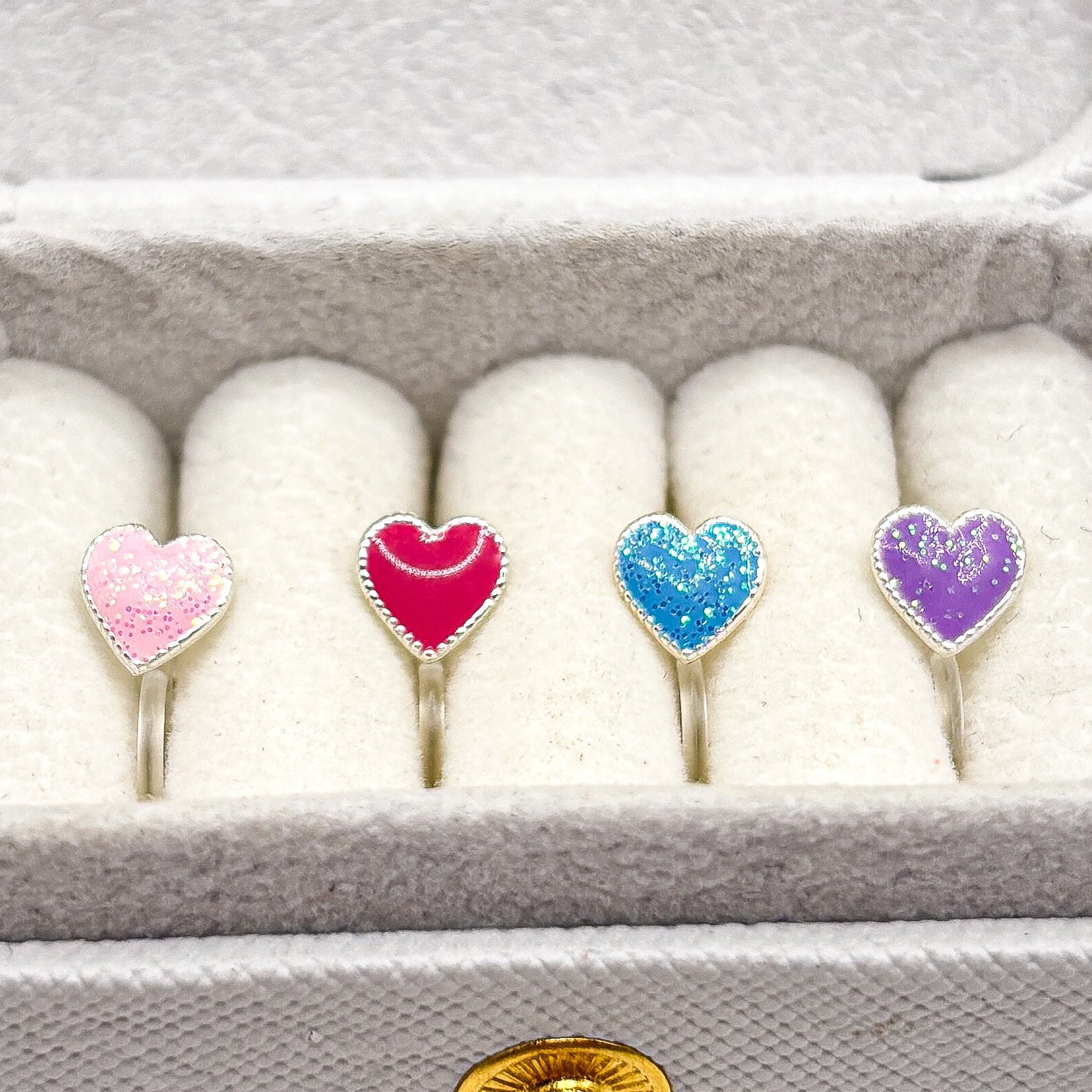 Heart Glitter Clip-On Earrings for Children – Painless Without Ear Piercings