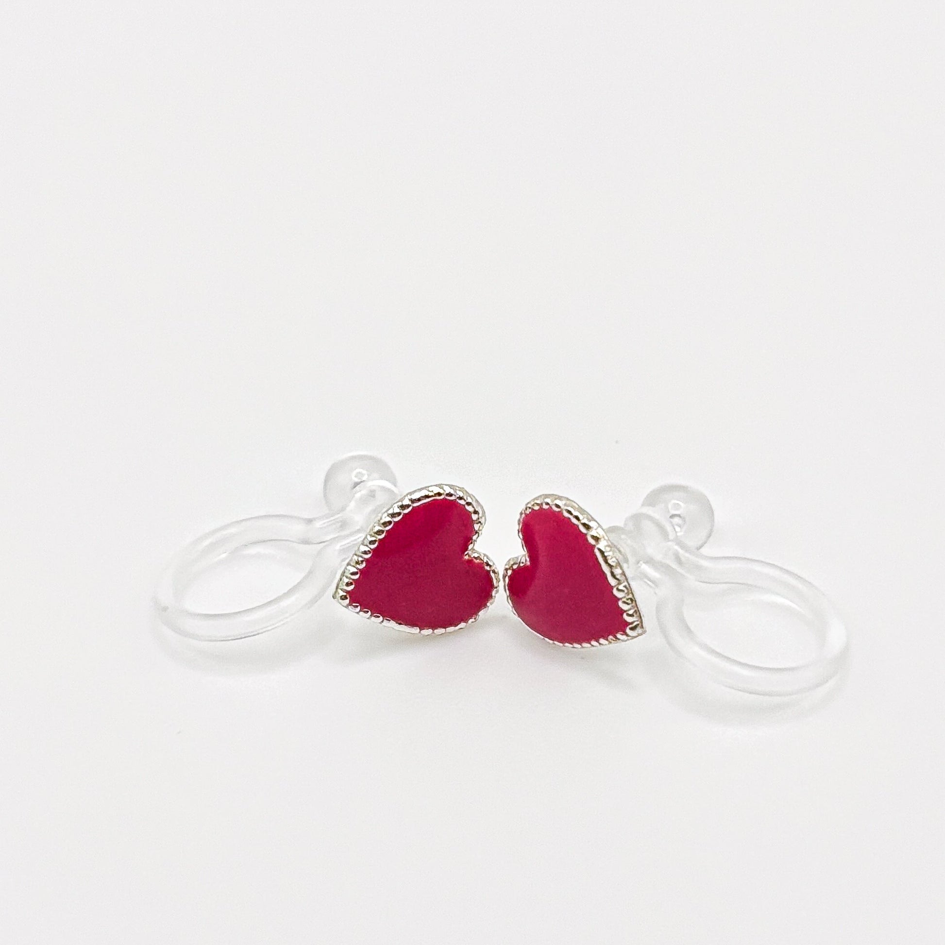 Heart Glitter Clip-On Earrings for Children – Painless Without Ear Piercings