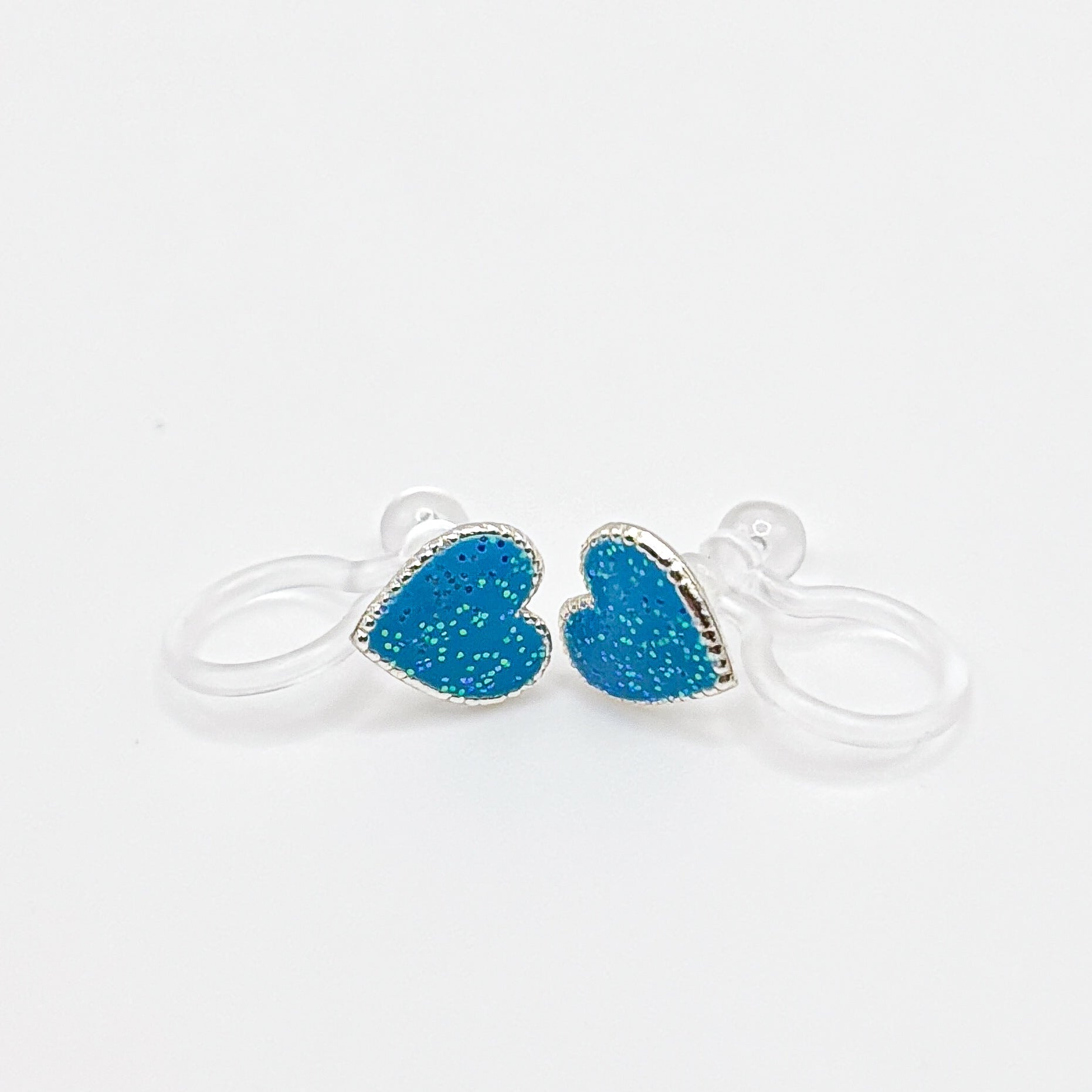 Heart Glitter Clip-On Earrings for Children – Painless Without Ear Piercings