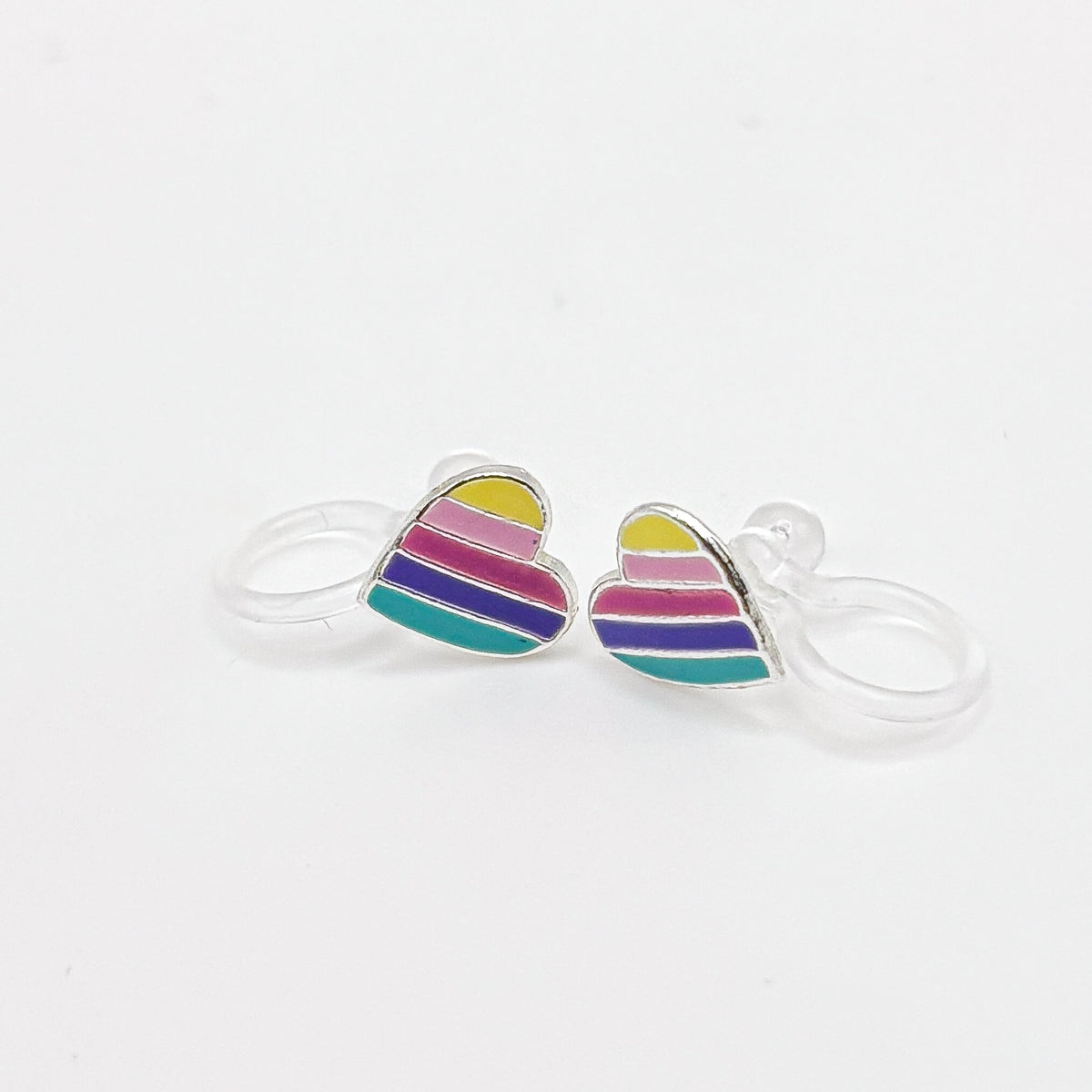 Regenbogen Herz Ohrclips für Kinder – Schmerzfrei ohne Ohrlöcher