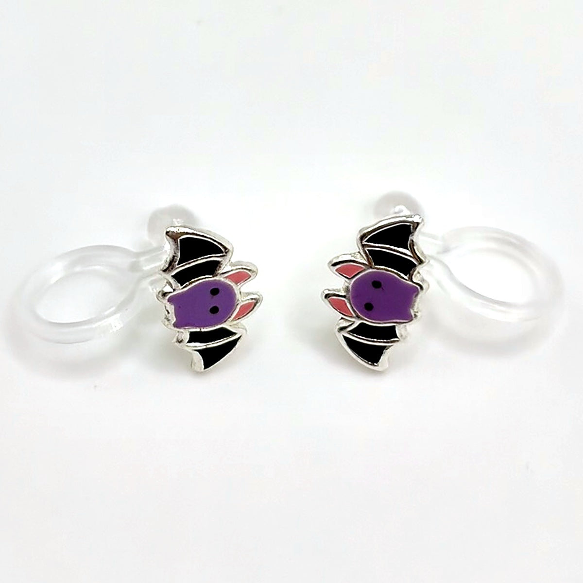 Fledermaus Ohrclips mit transparentem Clip