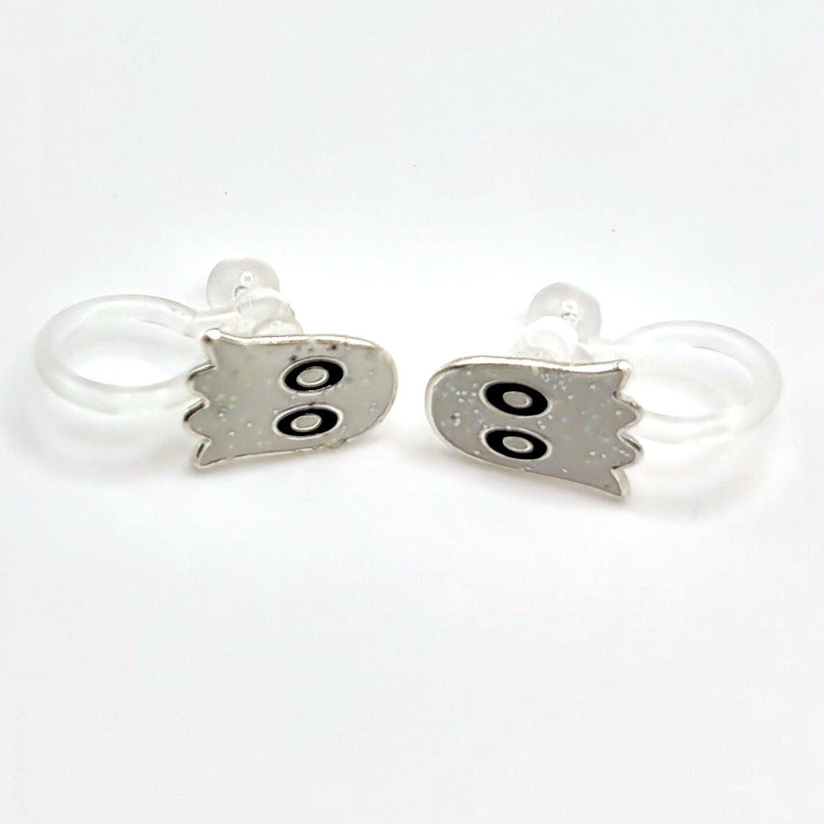 Glitzer Geist Ohrclips mit transparentem Clip