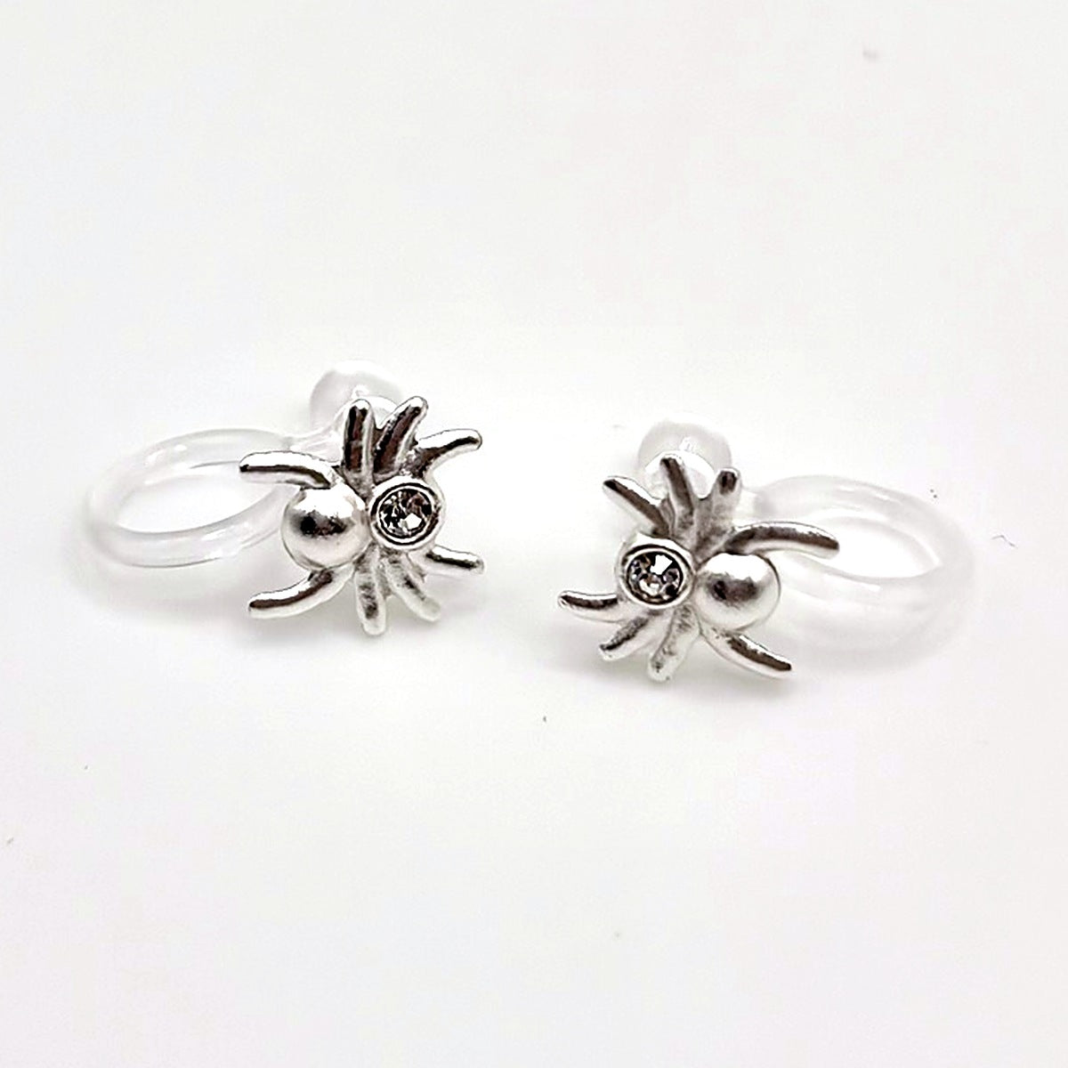 Spinne Ohrclips mit transparentem Clip