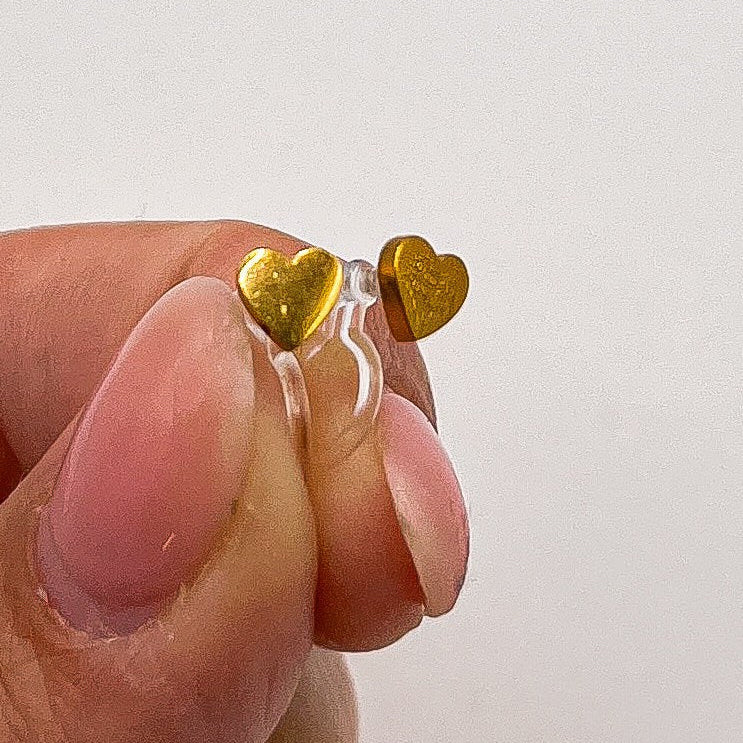 Small stainless steel heart ear clips for children – painless without ear piercing