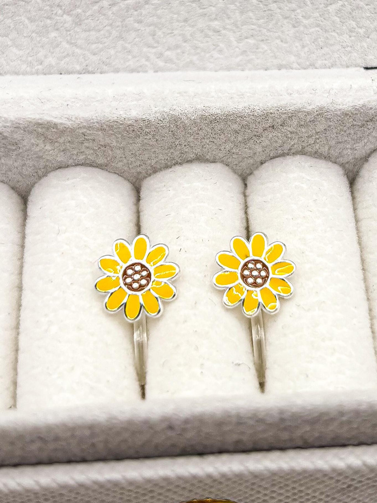 Ohrclips Kinder Sonnenblume,Blumen Ohrclips,Ohrring ohne Ohrlöcher,erste Ohrringe,schmerzfrei Ohrringe,Echtsilber,Geschenke für Kinder