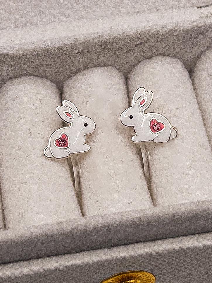 Ohrclips Kinder Ostern, Hasen Ohrringe, Ohrclips ohne Ohrlöcher, Kinderschmuck, Ohrclips silber, Ostergeschenk Kinder